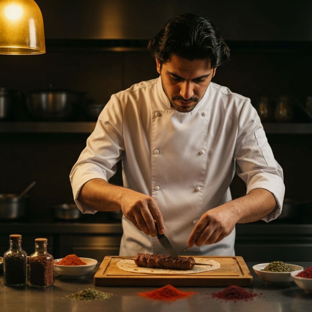 Chef at Nasmat Halab preparing dishes